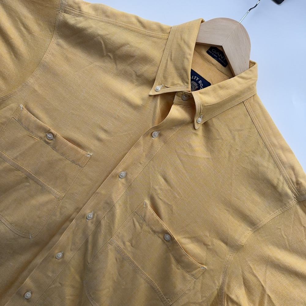 Gant Salty Dog Men Medium Shirt Button Down Yellow Short Sleeve Cotton Vintage
